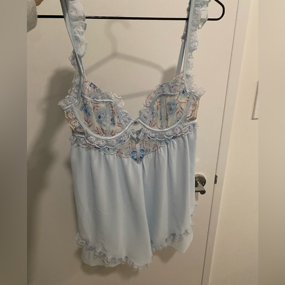 For Love And Lemons Light Blue Lace Dress